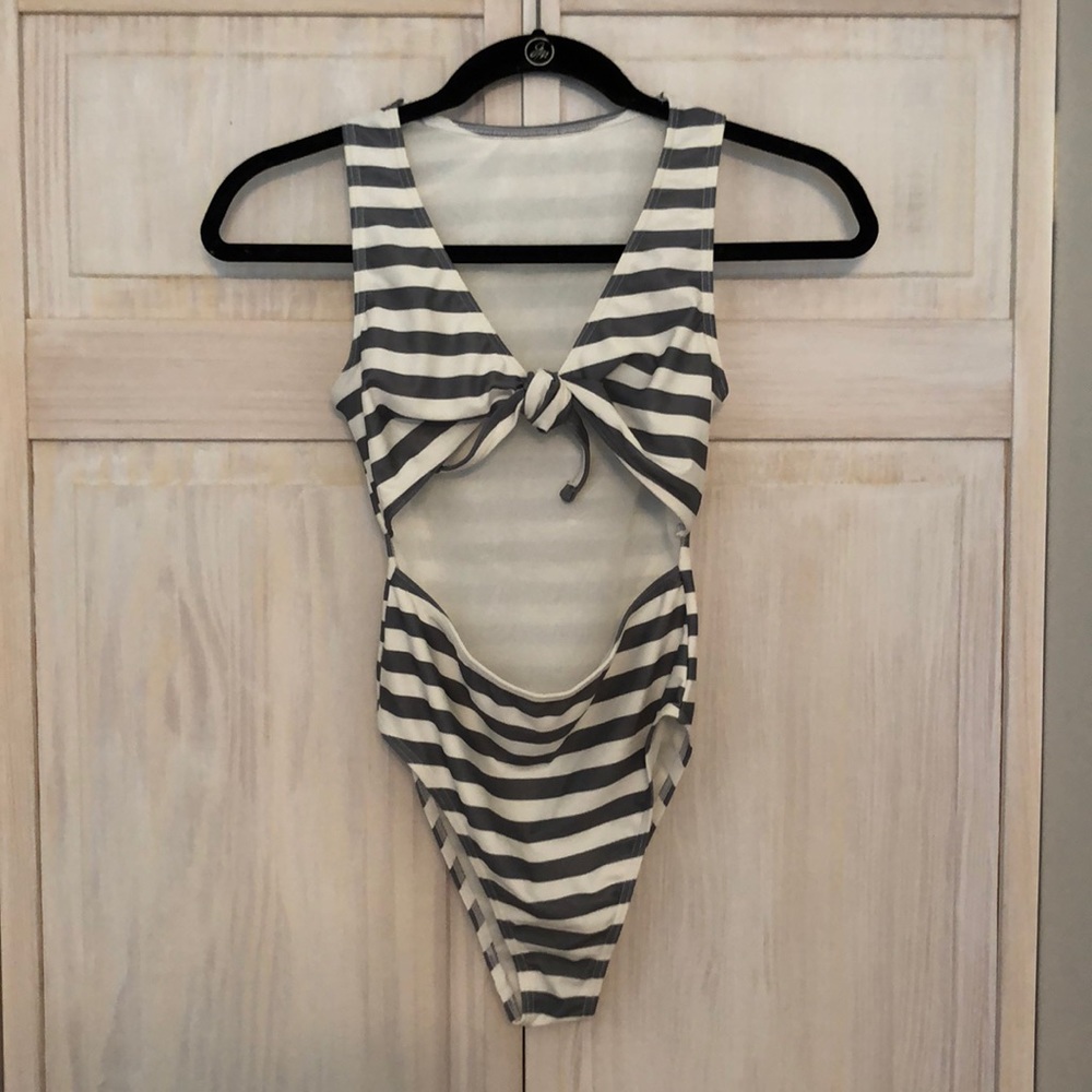 Striped One Piece Swimsuit